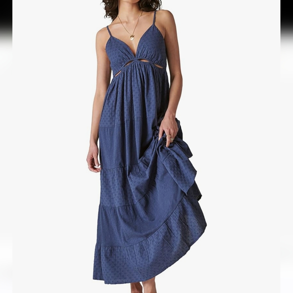 Lucky Brand Cutout Tiered Maxi Dress